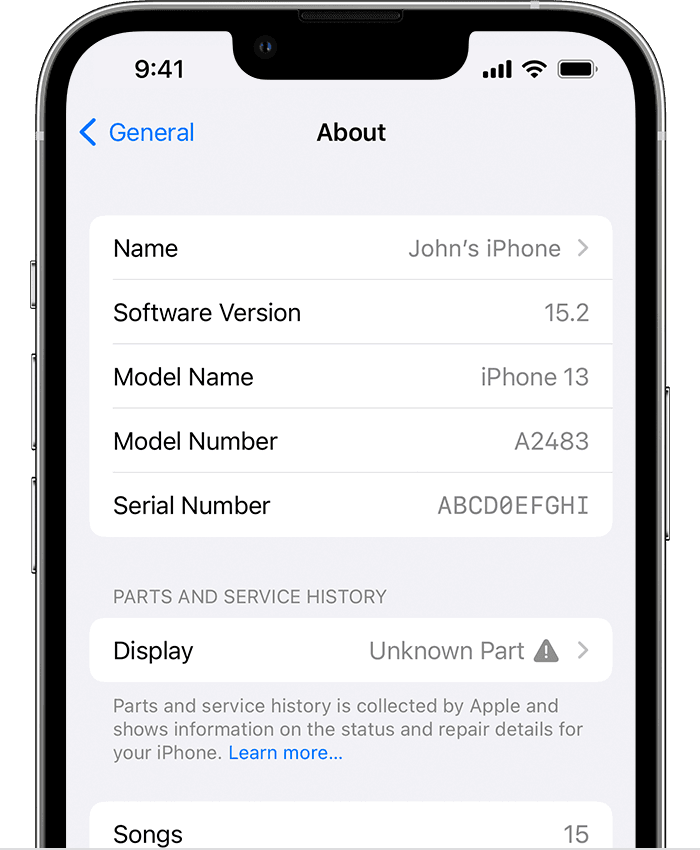 iPhone parts and service history - Apple Support