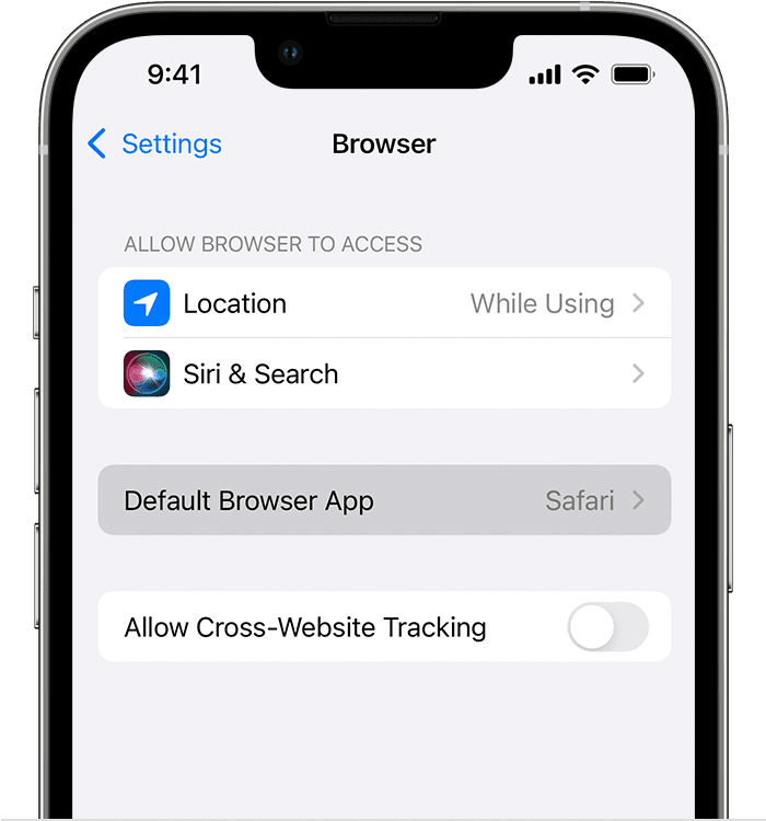 How do I get to browser settings on iPhone?