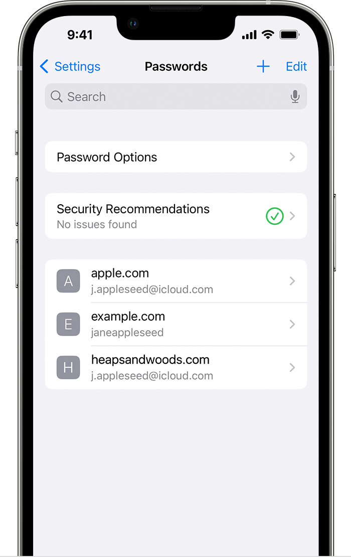 See security recommendations and your saved passwords or passkeys in iOS 16 through Settings >Le password.”width =” 350 ” /></li>
<li>Per vedere una password o un passkey, selezionare un sito Web o un’app. <br /><img data-tf-not-load=