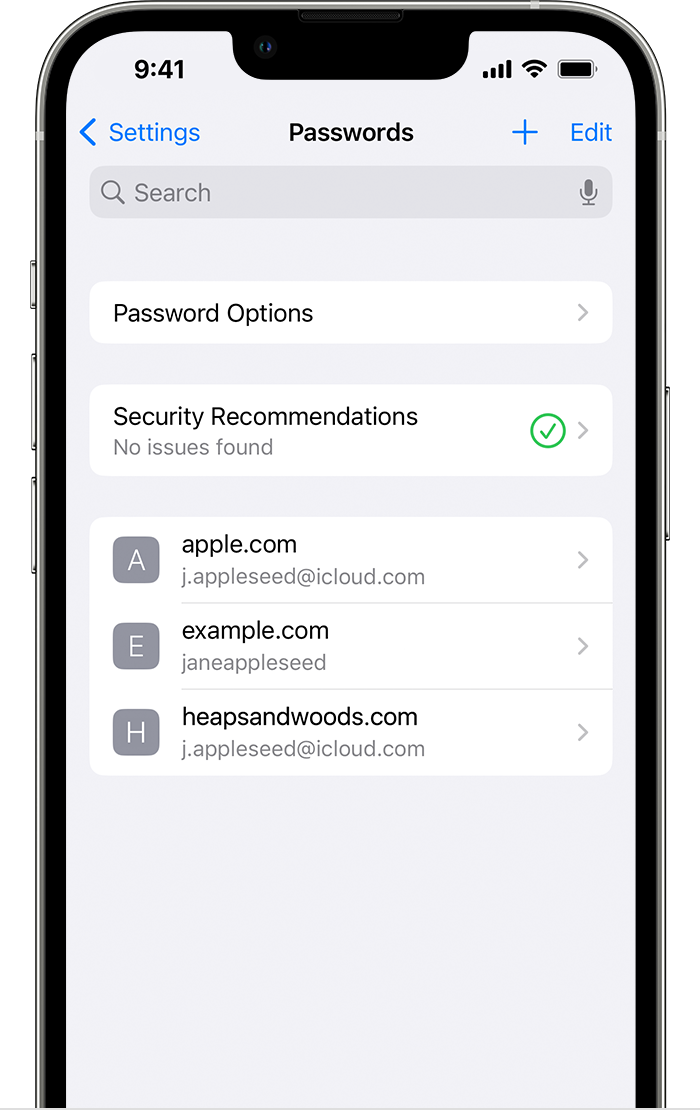 توصیه های امنیتی و گذرواژه ها یا کلیدهای عبور ذخیره شده خود را در iOS 16 از طریق Settings > Passwords مشاهده کنید.