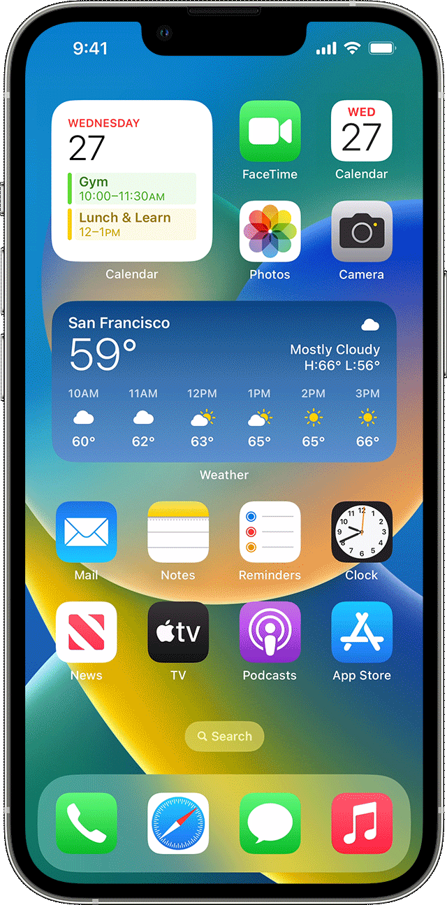 iPhone showing widget stack