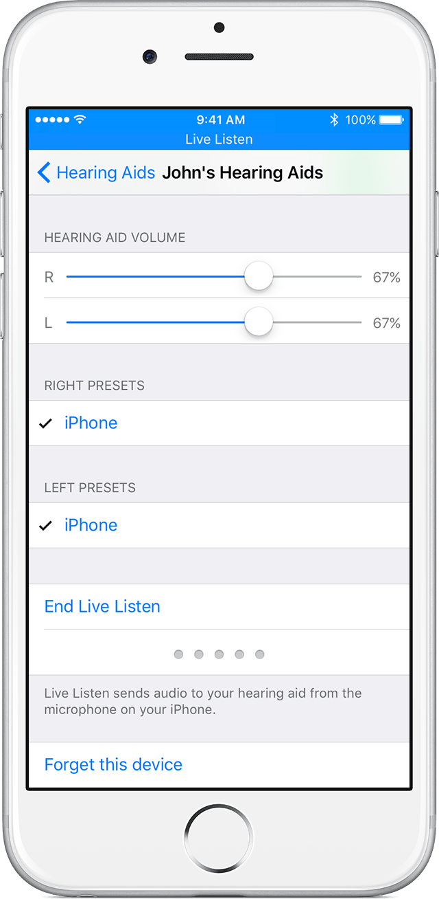 écoute En Temps Réel Iphone Utilisation de la fonction d’écoute en temps réel avec un appareil