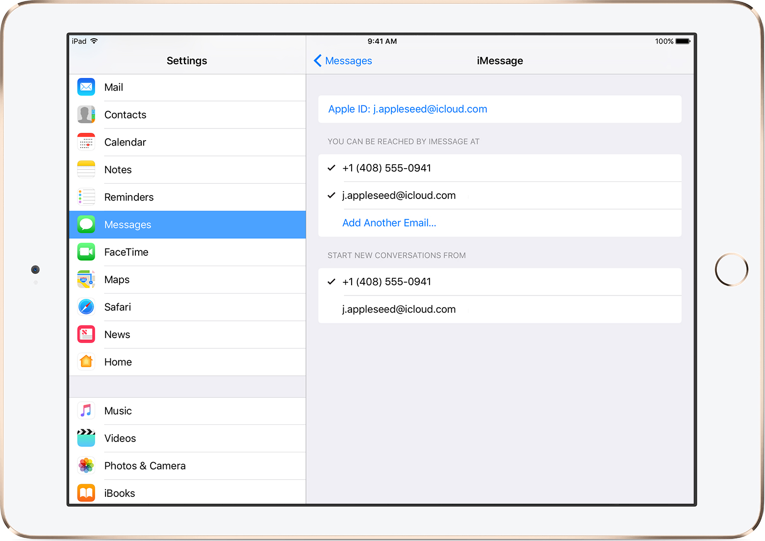 how to receive messages on ipad with phone number