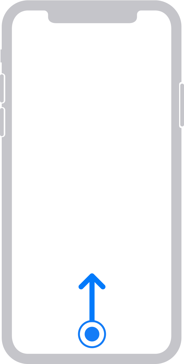 السحب لأعلى من أسفل الشاشة على هاتف iPhone باستخدام تقنية Face ID