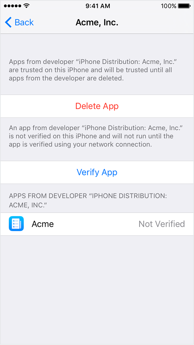 iphone6 ios9 enterprise profile settings verify app