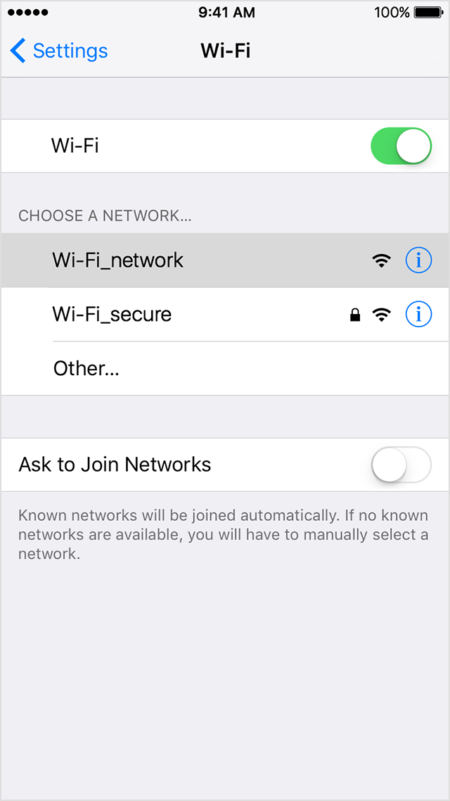 Tap the name of the WiFi network you'd like to join.