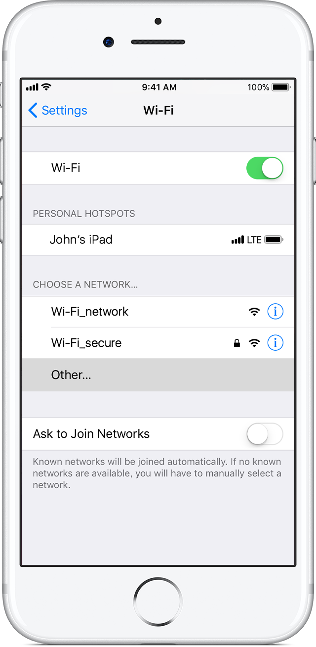 Connect to Wi-Fi on your iPhone, iPad, or iPod touch - Apple Support