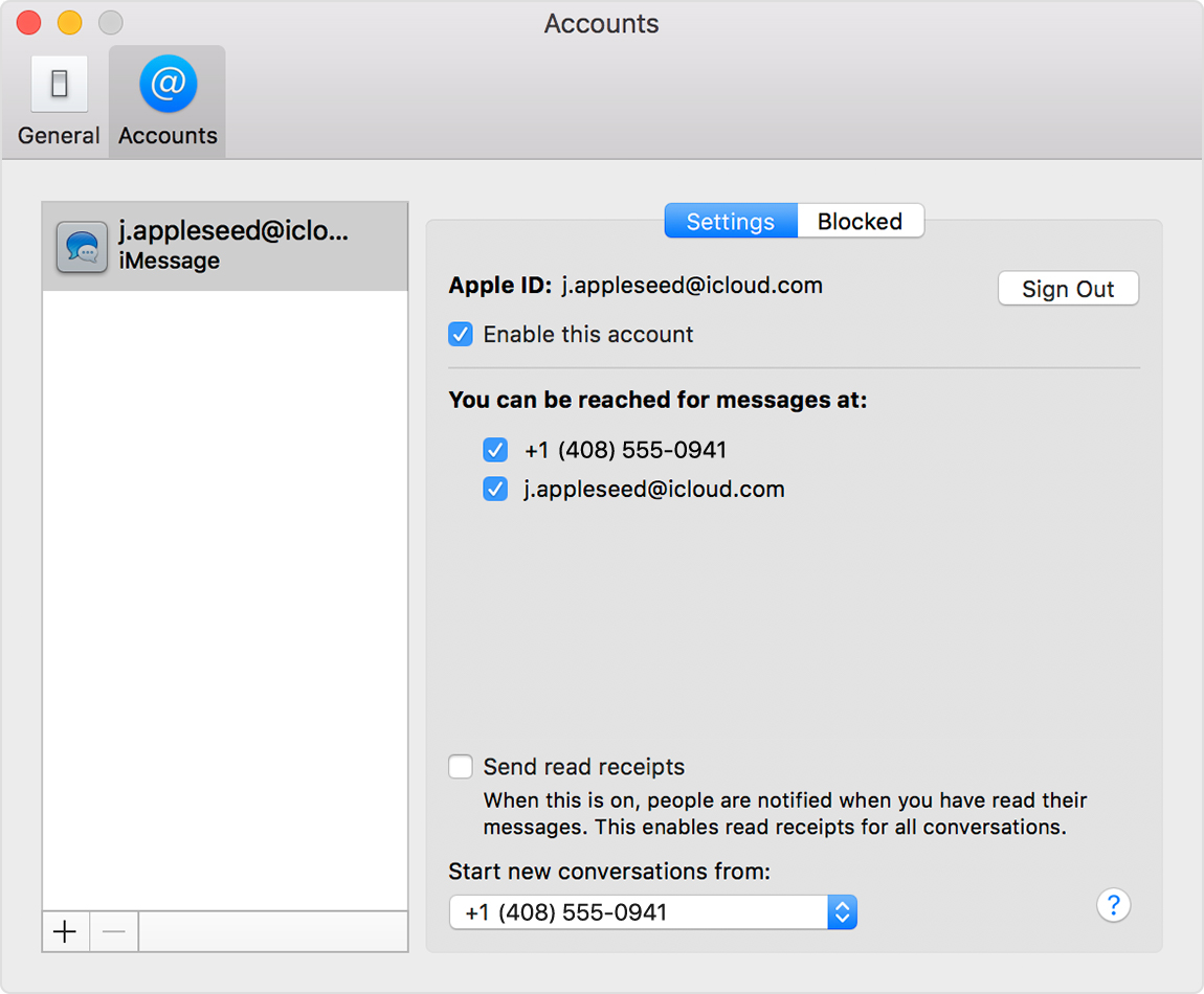 open imessage on mac phone number