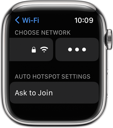Sur l’Apple Watch, ouvrez les réglages Wi-Fi