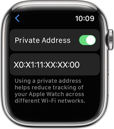 Sur l’Apple Watch, activez ou désactivez Adresse privée