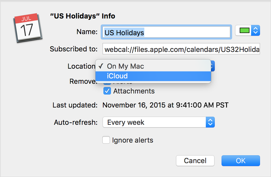 Use iCloud calendar subscriptions Apple Support