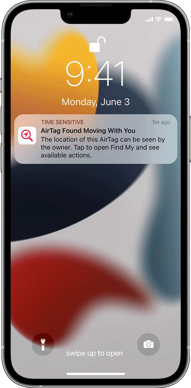 Tracking notification alert on iPhone