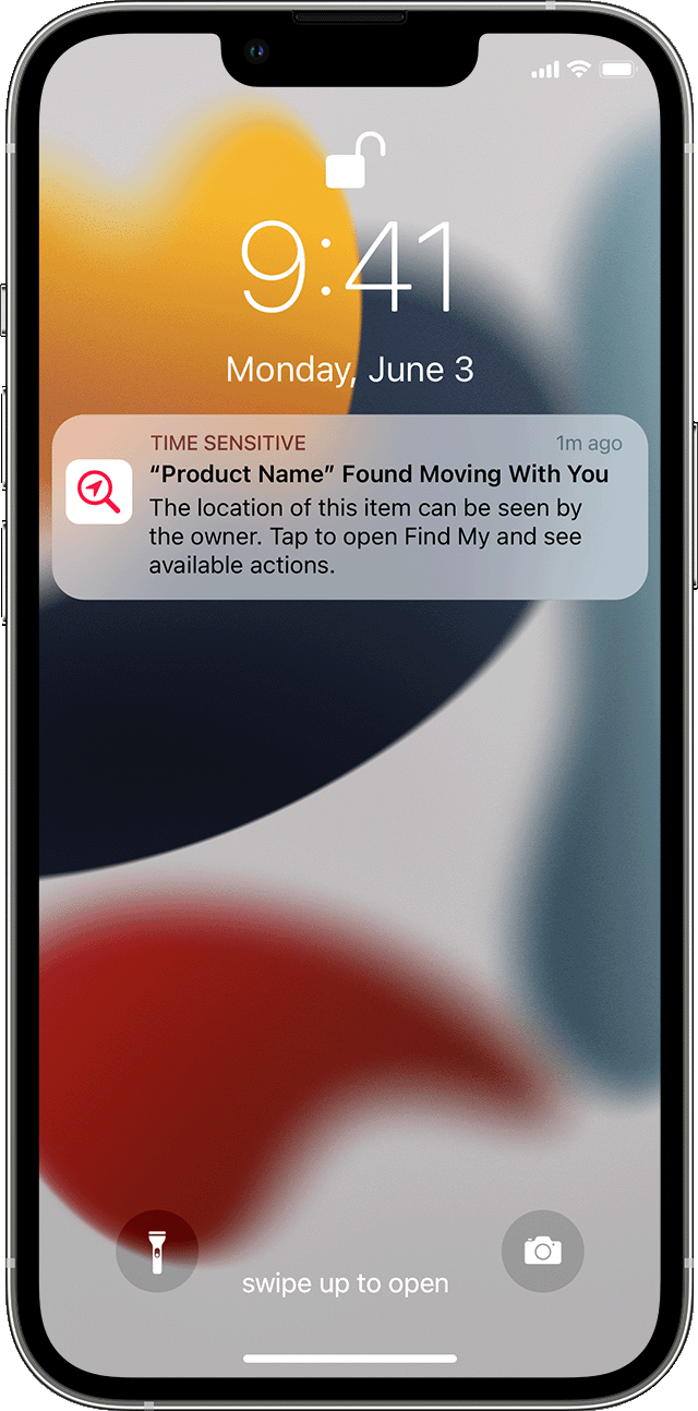 Tracking notification alert on iPhone