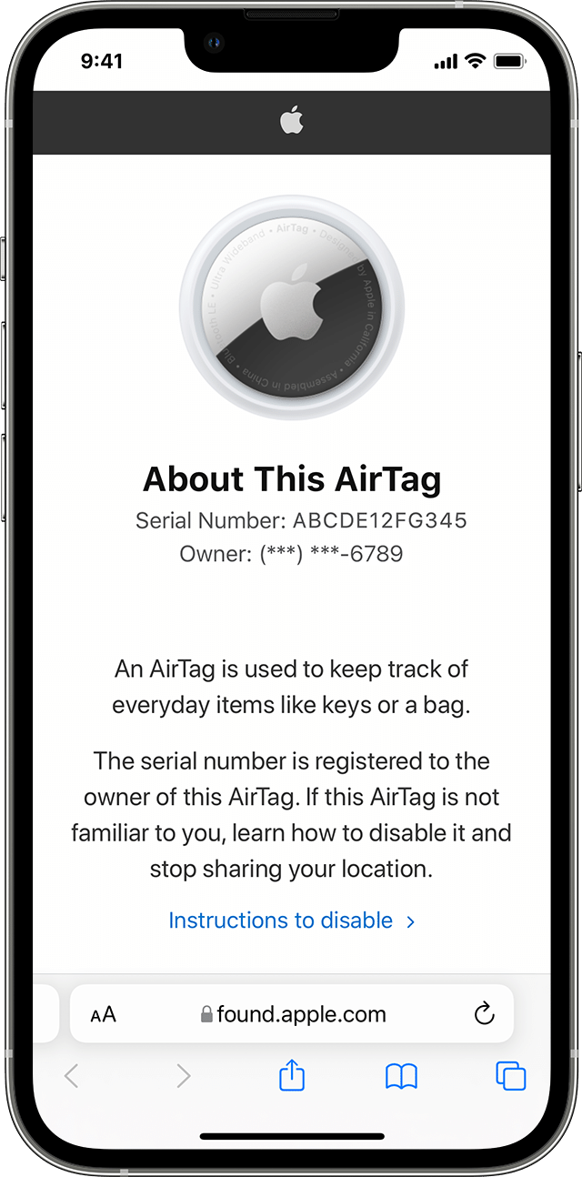 About this AirTag information on iPhone