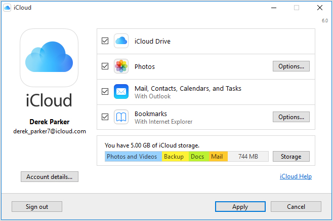 icloud setup in outlook for mac