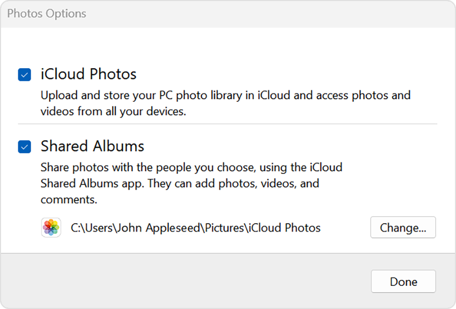 Настройте и използвайте iCloud Photos на вашия компютър с Windows - Apple  Поддръжка (BG)