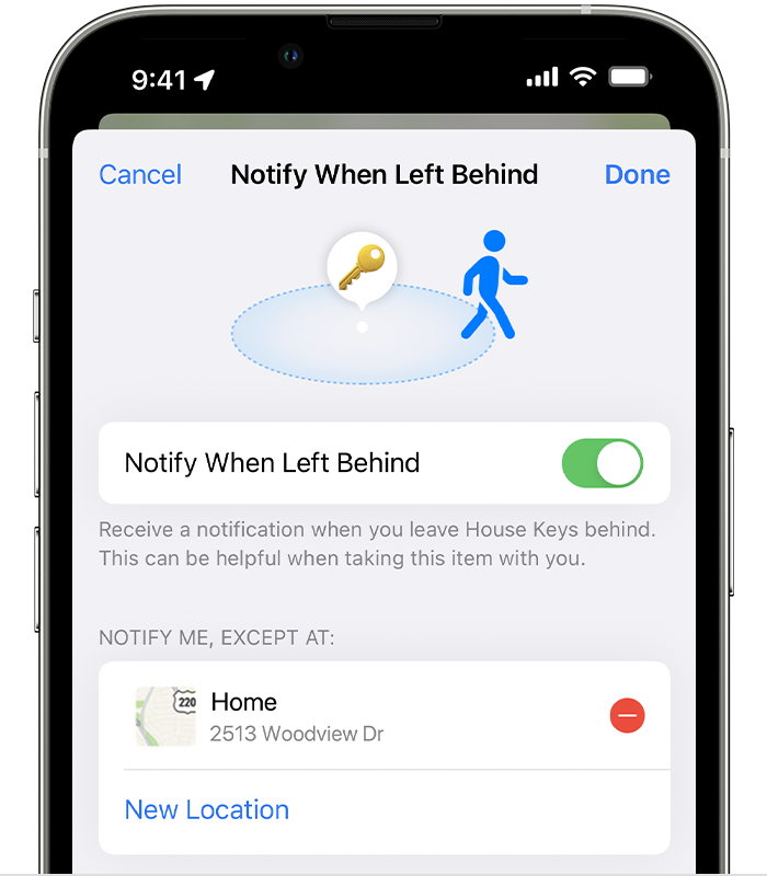 Set a location as Home, so that you don't receive Notify When Left Behind notifications at that location