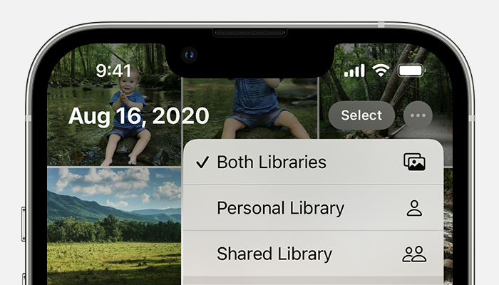 Zobrazení obou knihoven vybraných na iPhone