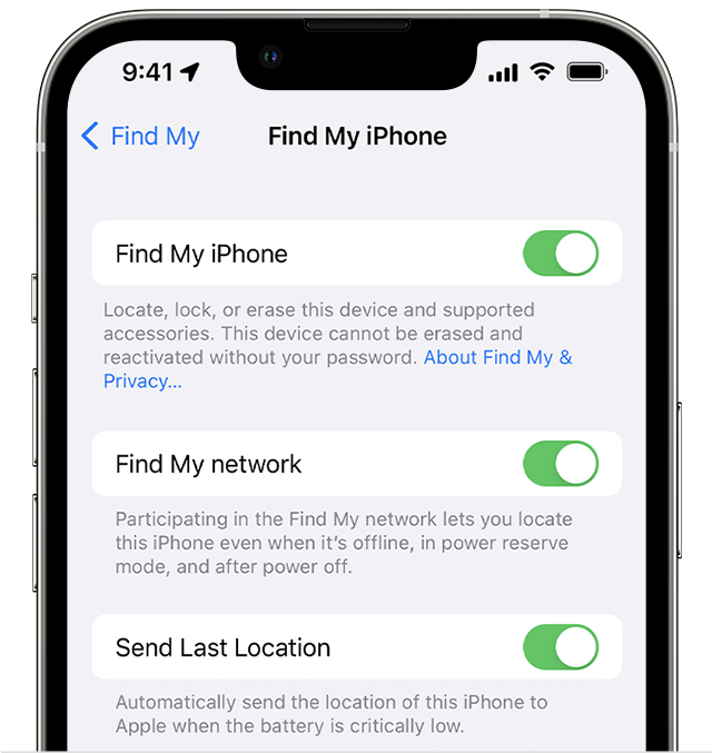 On iPhone, you can turn on Find My in the Settings app.