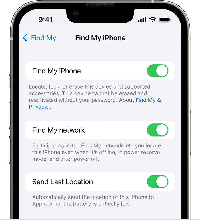 On iPhone, turn on Find My network to locate your iPhone even when it's offline