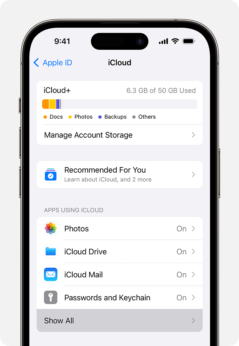 Change which apps sync and store data with iCloud - Apple Support