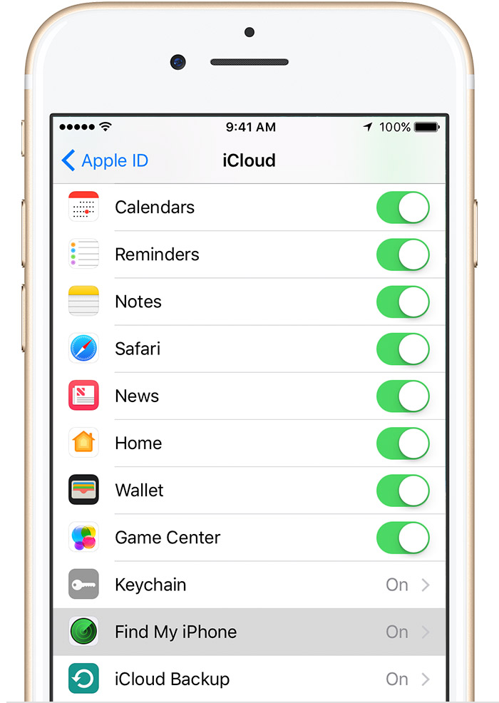 where is the find my iphone setting