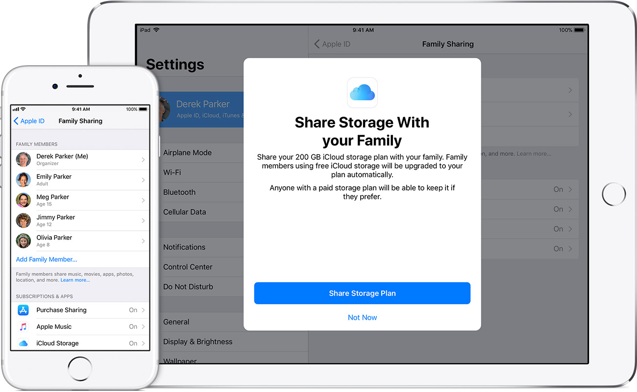 How to share family storage icloud
