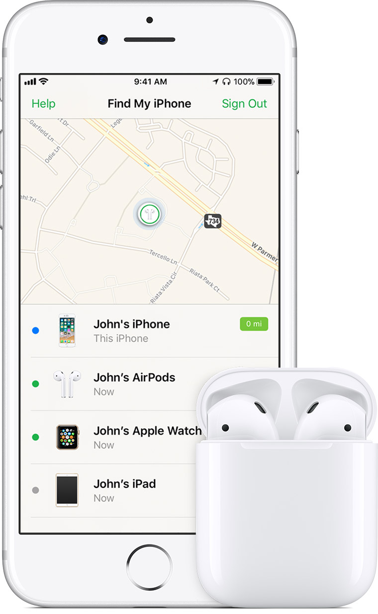 add airpods to find my iphone