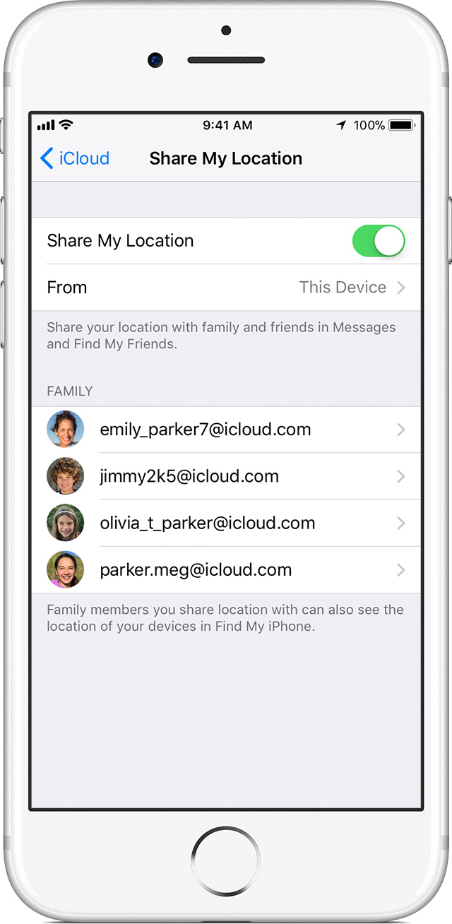 Share your location with your family - Apple Support