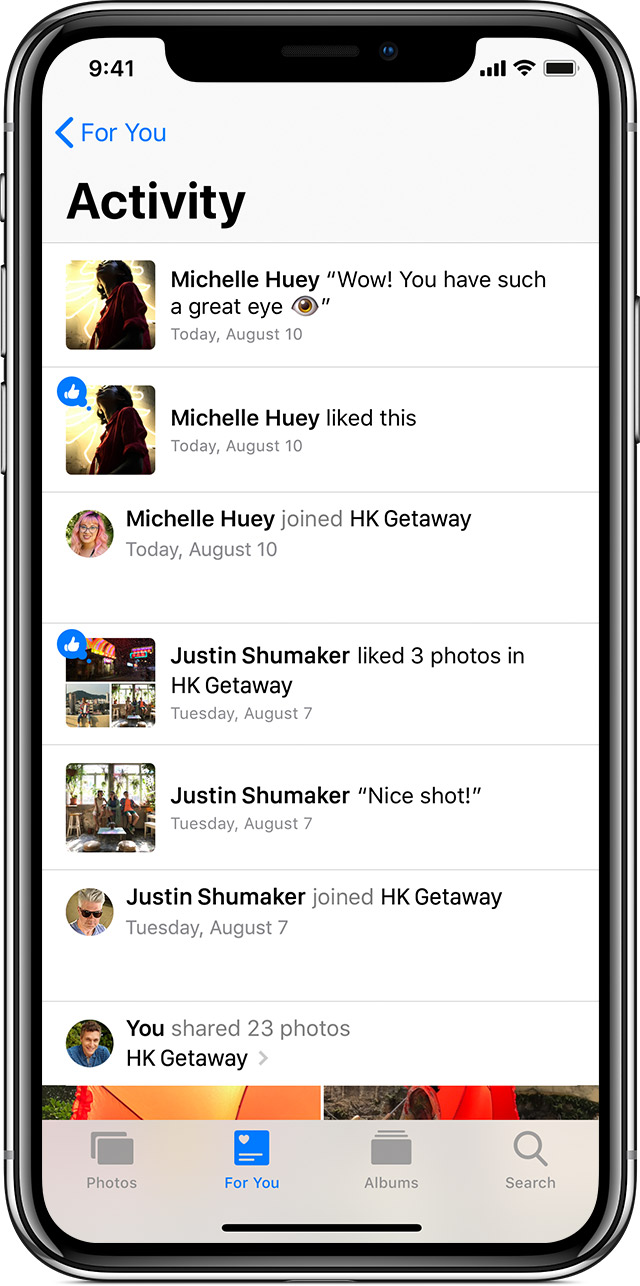 shared photo album iphone
