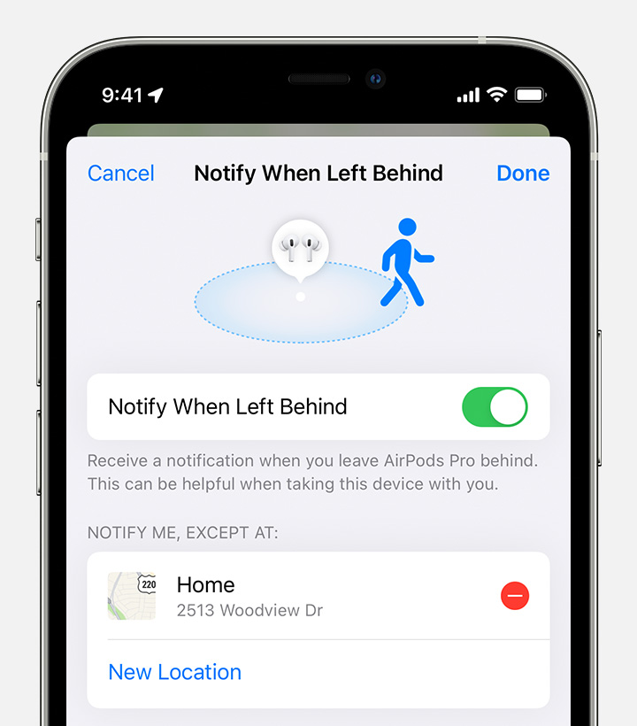 Uporabi aplikacijo Find My (Najdi moj) za predvajanje opozorila, če pozabiš slušalke AirPods