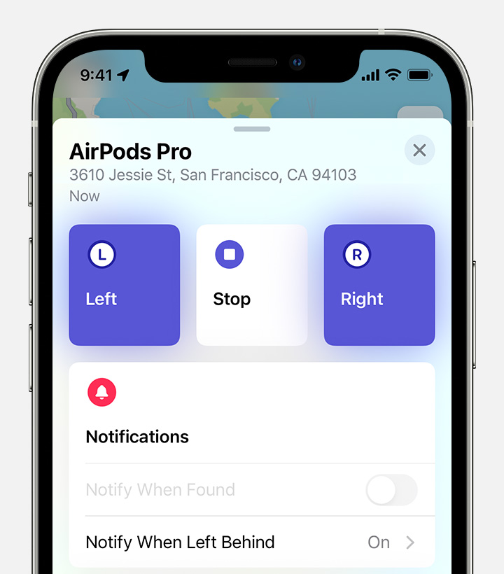Uporabi aplikacijo Find My (Najdi moj) za predvajanje zvoka v slušalkah AirPods