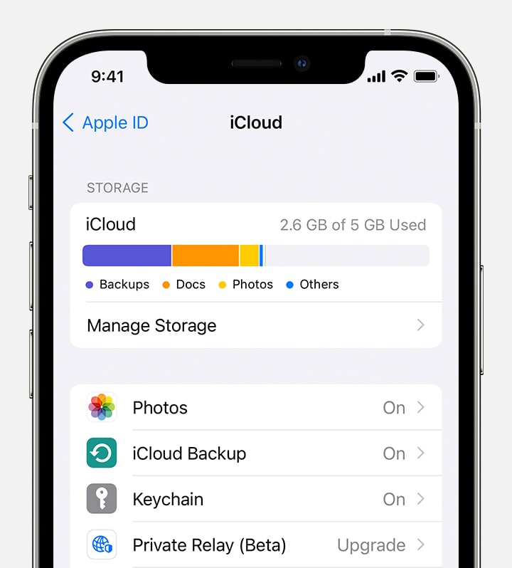 Check device storage in iCloud
