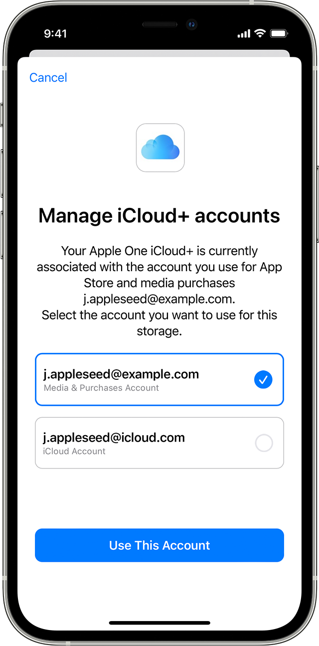 If you subscribe to Apple One and use a different Apple ID for iCloud ...