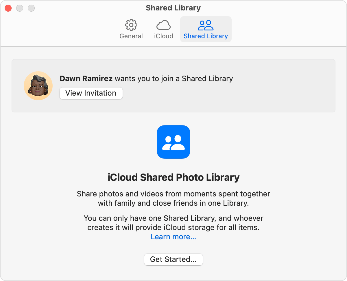 If you have a Shared Library invitation, you can find it in Settings in the Photos app.
