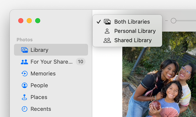 You can toggle between Both Libraries, Personal Library, and Shared Library. 
