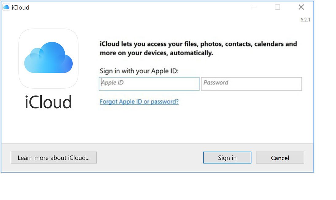 ICLOUD for Windows contacts. Sign in Apple ID. Войти в айклауд Скриншот.