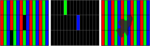 Exemples d’anomalies de pixels