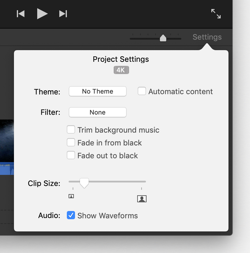 imovie export settings iphone