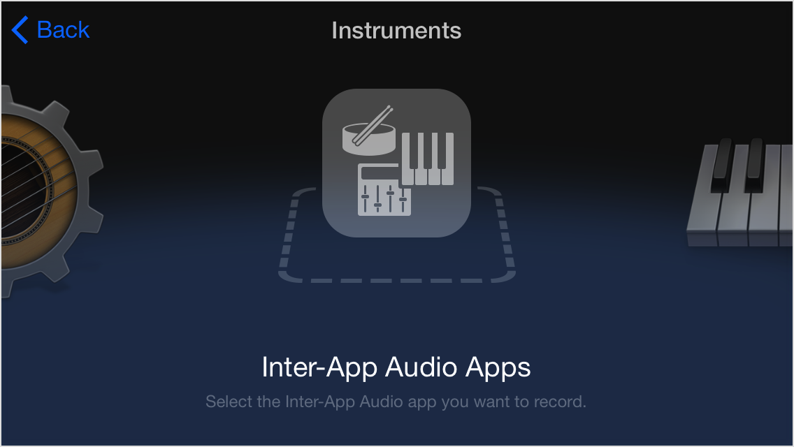 garageband inter app audio list