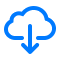 blue cloud with arrow pointing down