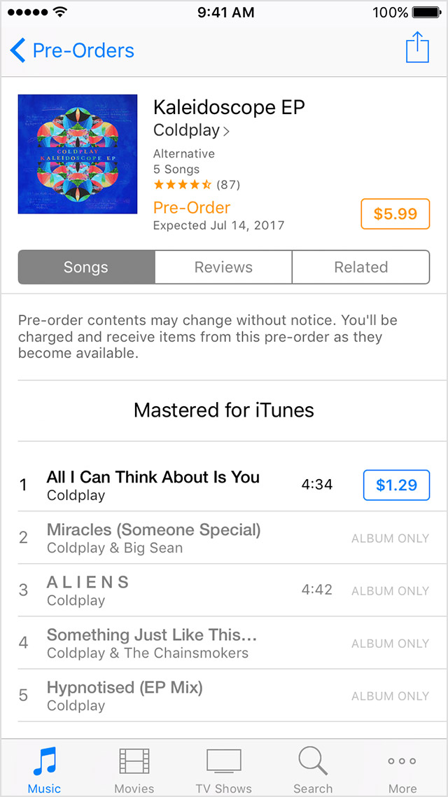 Preorder music and movies from the iTunes Store Apple Support