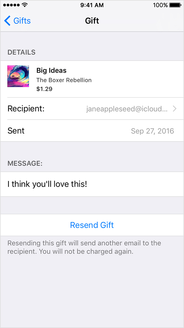 Send iTunes Gifts via email - Apple Support