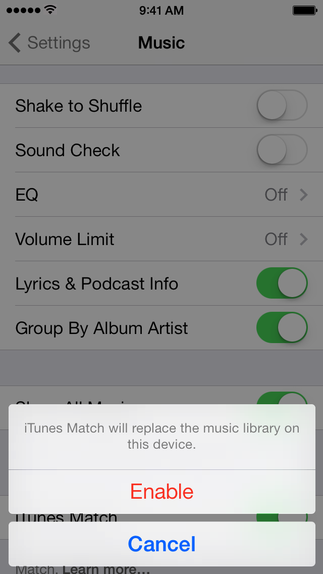 itunes match on iPhone, iPad, iPod