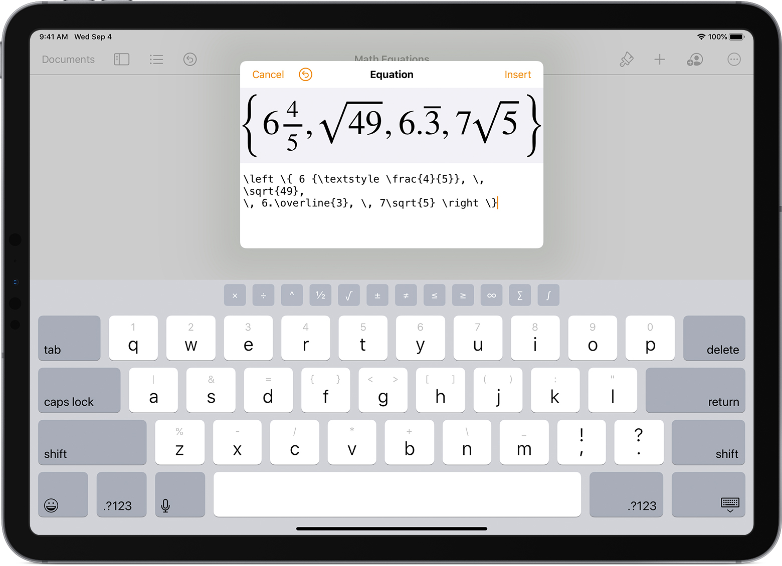 Add Mathematical Equations To Your Document In Pages Numbers And Keynote Apple Support