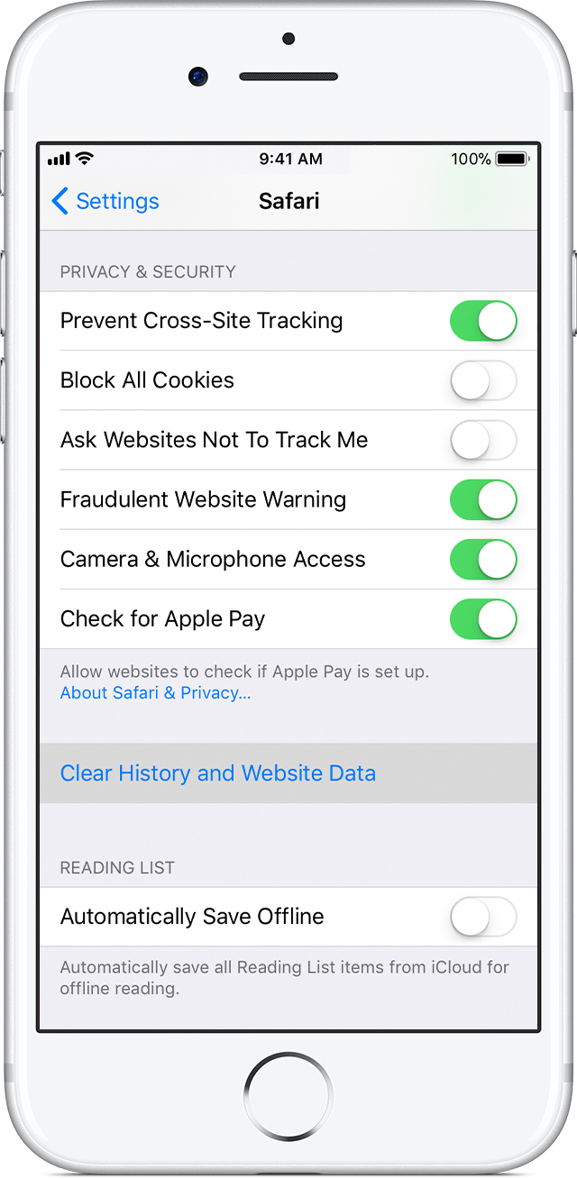 Clear the history and cookies from Safari on your iPhone