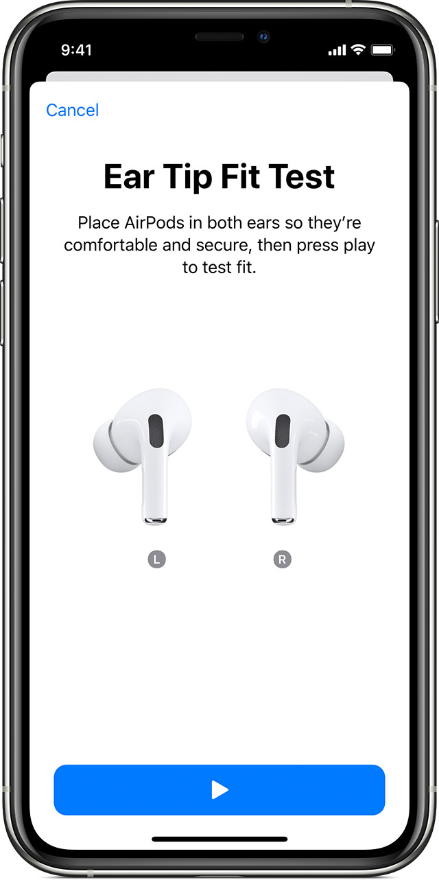 Choose Your Airpods Pro Ear Tips And Use The Ear Tip Fit Test Apple Support