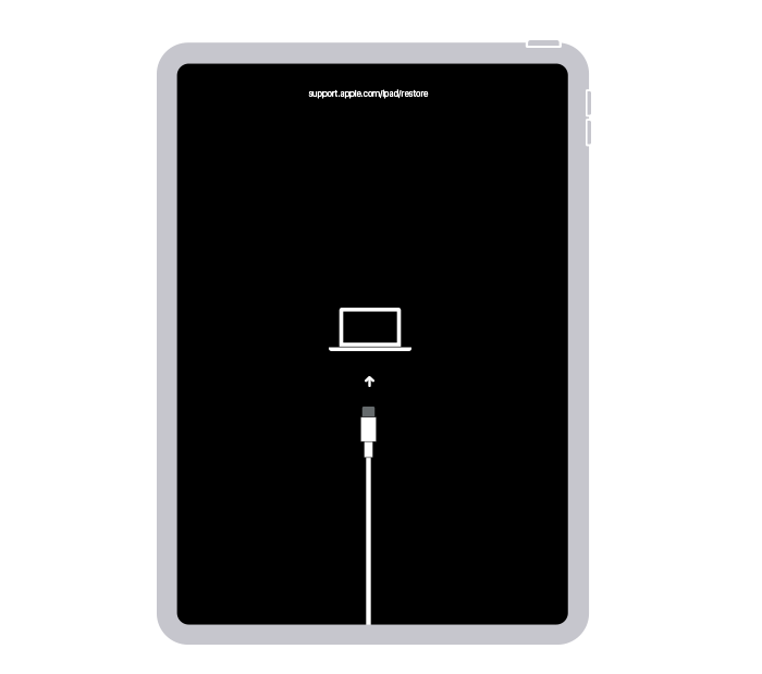 Geri yükleme ekranını gösteren bir iPad.