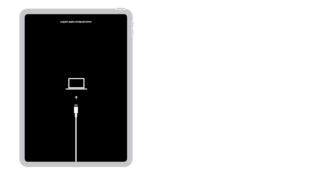 Diagram of iPad showing recovery mode screen