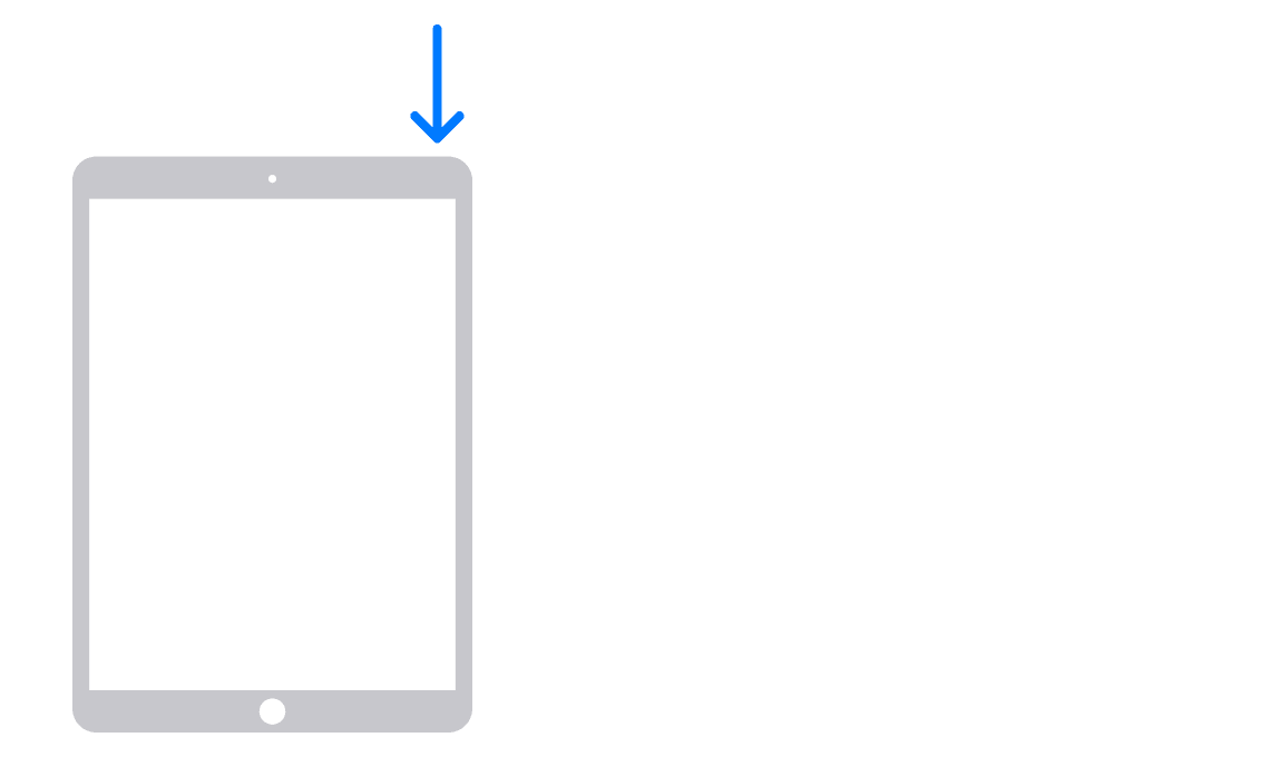 Schéma d’un iPad montrant le bouton supérieur